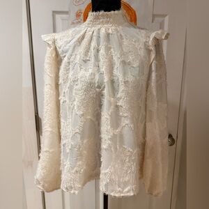 NWT MELLODAY Cream Textured Top size XL